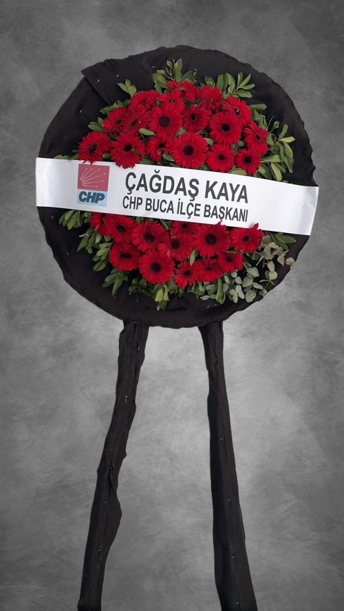 CENAZE-MERASİM CANLI KIRMIZI GERBERA ÇELENK - Görsel 1