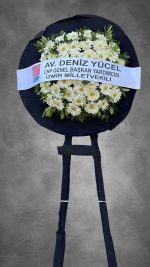 CENAZE-MERASİM CANLI BEYAZ GERBERA  ÇELENK