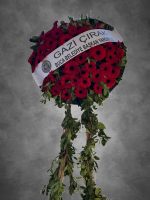 DELUXE CENAZE-MERASİM CANLI KIRMIZI GERBERA ÇELENK