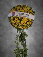 DELUXE CENAZE-MERASİM CANLI SARI GERBERA  ÇELENK