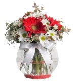 Cam Fanusta Kırmızı Gerbera ve Papatyalar ARJ0068 - Görsel 2