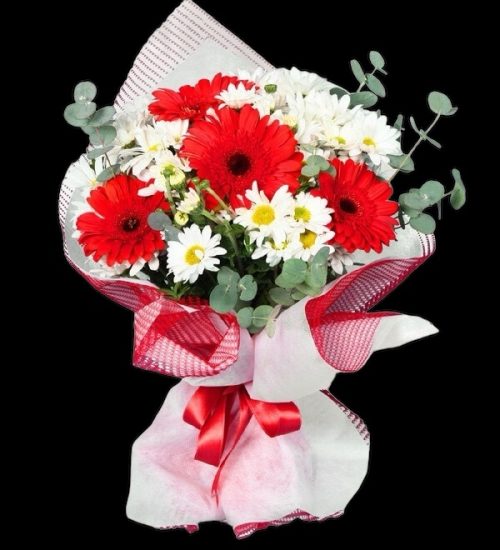 Kırmızı Gerbera ve Papatyalar BKT0118 - Görsel 2
