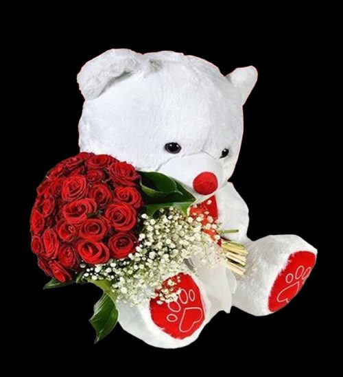Peluş Ayıcık ve Kırmızı Gül Buketi 41 Dal BKT0143 - Görsel 2