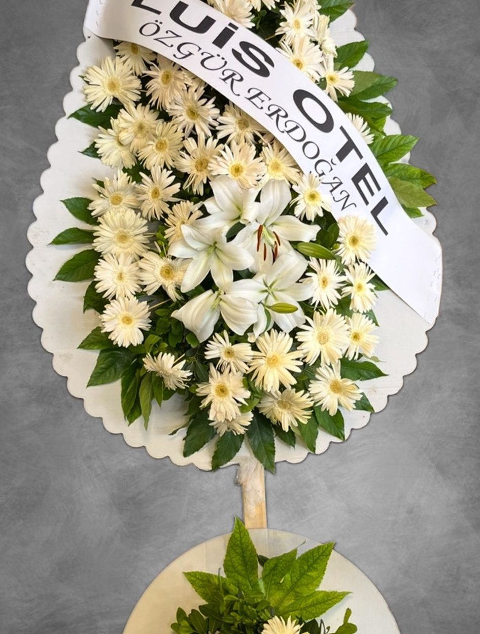 DÜĞÜN&AÇILIŞ ÇİFT KATLI LİLYUM BEYAZ GERBERA ÇELENK