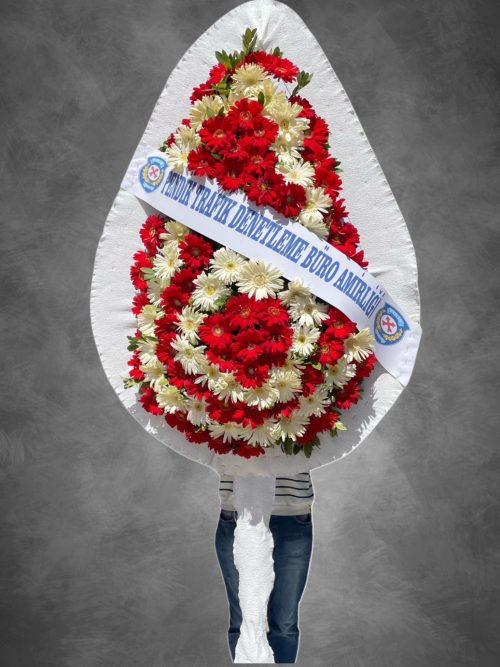 DÜĞÜN&AÇILIŞ CANLI KIRMIZI-BEYAZ GERBERA ÇELENK - Görsel 1