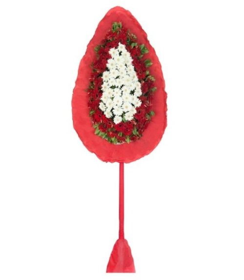 Kırmızı Beyaz Canlı Çiçek Gerbera Çelenk CLK0033 - Görsel 2