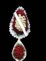 Çift Katlı Canlı Kırmızı Beyaz Gerbera Çelenk CLK0038 - Görsel 2