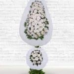 Beyaz Gerbera Çiftli Çelenk CLK0018