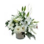 Kutuda Beyaz Gerbera ve Lilyum Aranjmanı ARJ0035