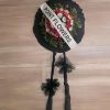 Yapay Kırmızı Beyaz Gerbera Çiçekli Cenaze Merasim Çelengi  CLK0007