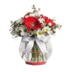 Cam Fanusta Kırmızı Gerbera ve Papatyalar ARJ0068