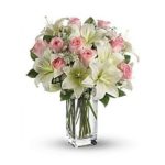 Cam Vazoda Lilyum ve Pembe Güller ARJ0039