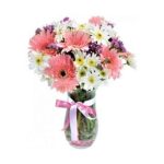 Cam Fanusta Pembe Gerbera ve Papatyalar  ARJ0072