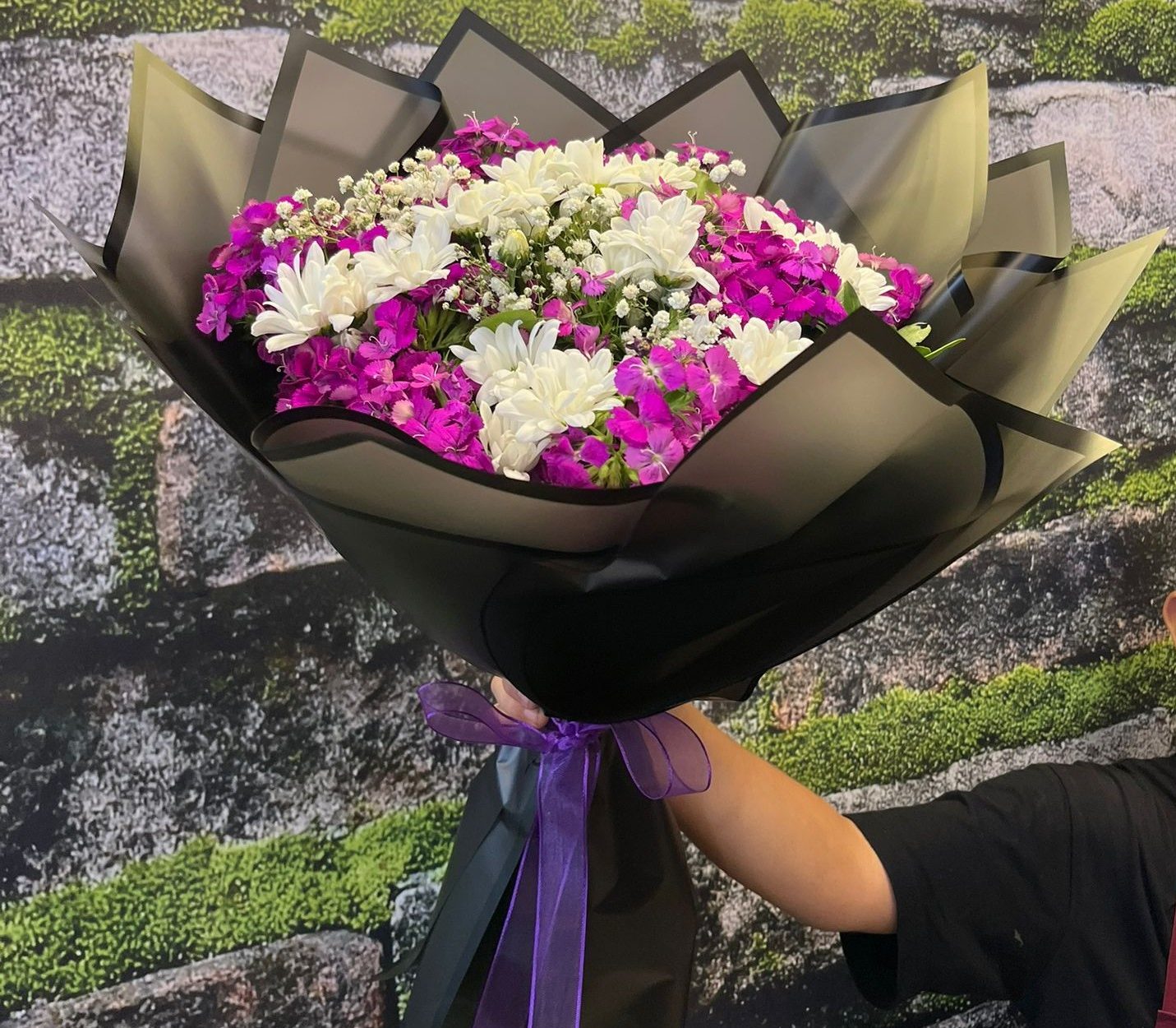 💐 Mor Hüsnü Yusuf & Beyaz Papatya Buketi 💜