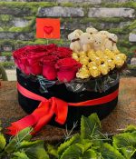 🌹Mega Boy Premium Siyah Kadife Kutuda Gül & Çikolata Seti – Aşkın En Lüks Hali