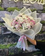 💐 Pembe Hüsnü Yusuf & Beyaz Papatya Buketi 🌸