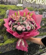 🌸 Pembe Kasımpatı & Lilyum Buketi