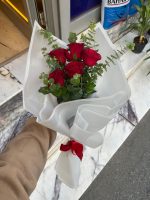 Okaliptuslu 5'Li Kırmızı Gül Buketi