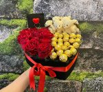 Siyah Kadife Kutuda  Gül &  Ayıcık – Romantik Premium Hediye Seti 💝✨