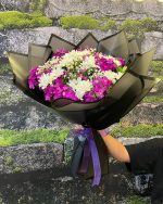 💐 Mor Hüsnü Yusuf & Beyaz Papatya Buketi 💜 - Görsel 3