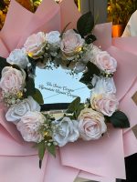 Trend Yapay Pembe Beyaz Gül Ledli Ayna Buketi - Görsel 4