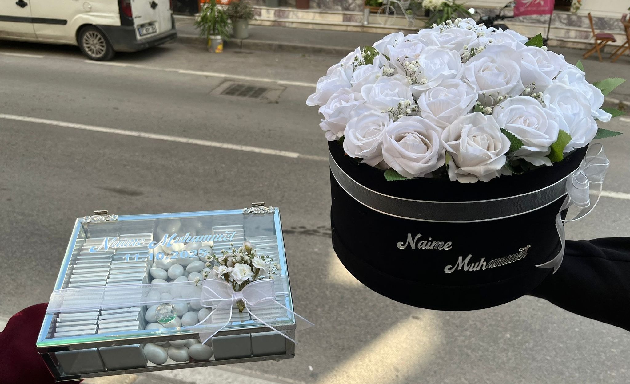 Kız İsteme Seti& İsime Özel Kutu Aranjaman-İsime Özel Madlen Çikolata