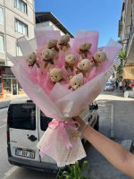 Mega Boy Ledli Kahverengi Peluş Ayıcık Buketi
