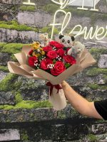 🌹 11’li Kırmızı Gül &  Peluş Ayıcık Buketi 🌹🧸 - Görsel 2