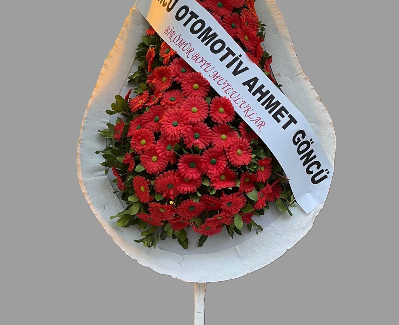 Yapay Kırmızı Gerbera Çelenk