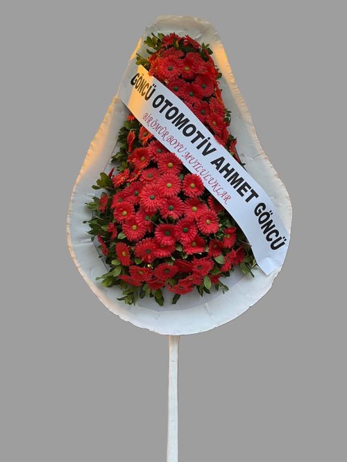 Yapay Kırmızı Gerbera Çelenk - Görsel 1