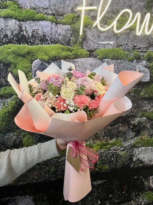 💐 Premium Şakayık ve Çardak Güllü İthal Buket 💐 - Görsel 1