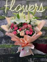 PinkLove Buket Lilyum İthal Pembe Gül Buketi - Görsel 2
