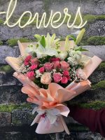 PinkLove Buket Lilyum İthal Pembe Gül Buketi