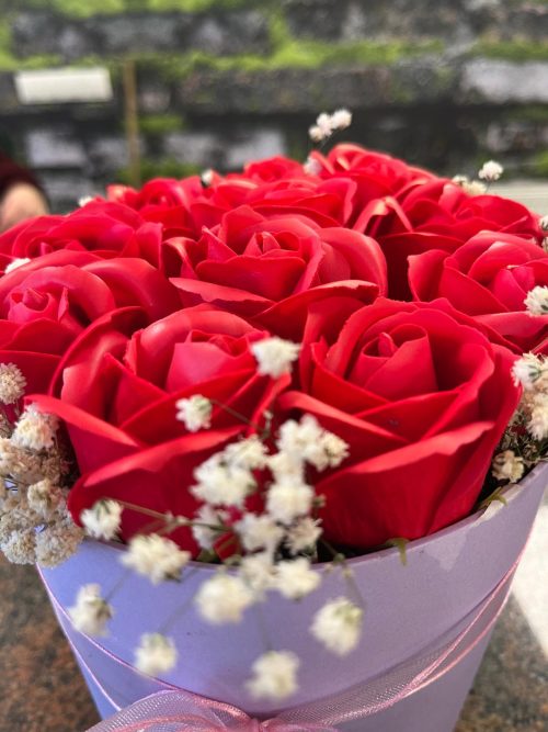 Silindir Lila Kutuda Kırmızı Gül Aranjmanı 🎀 - Görsel 4