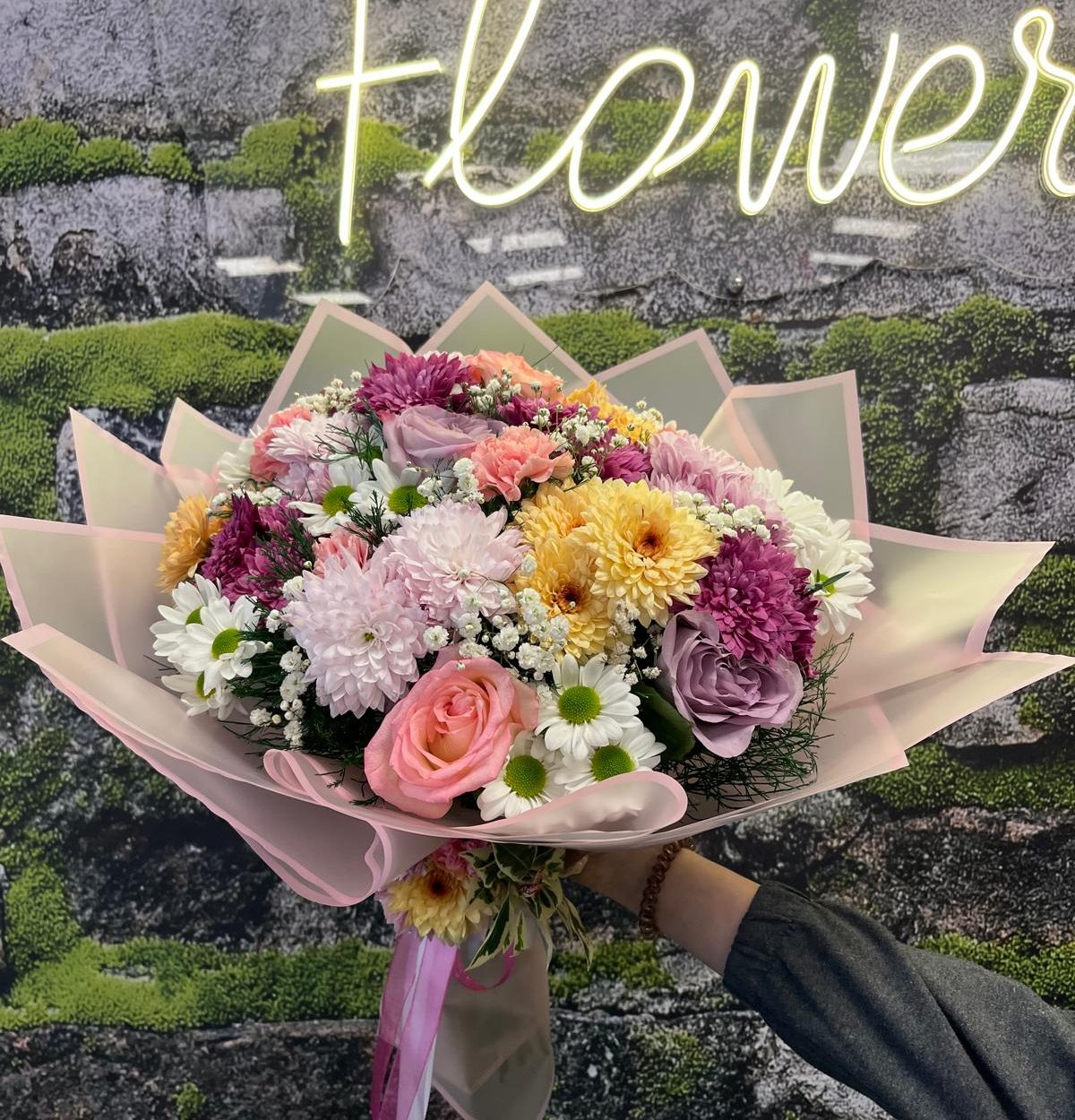 SoftLove Mix İthal Gül Papatya Krizantem Buketi