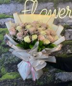 🌹30 Adet İthal Pembe-Beyaz Gül Buketi 💎