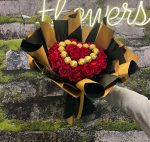 🌹 21 Adet Yapay Kadife Gül ve Ferrero Rocher Kalpli Buket 🍫💛 - Görsel 2