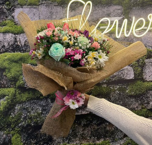 💐 Mavi Gül, Lale, Hüsnüyusuf Mix Buket 🌸💙 - Görsel 3