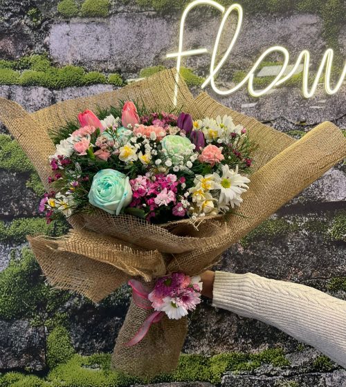💐 Mavi Gül, Lale, Hüsnüyusuf Mix Buket 🌸💙 - Görsel 1