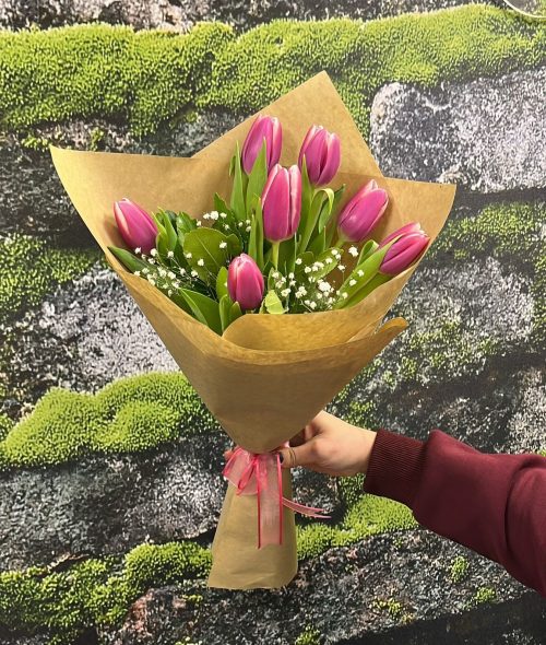 Orta Boy 7 Pembe Lale Buketi 🌸 - Görsel 2
