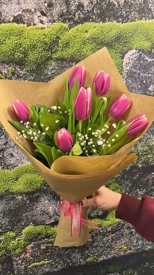 Orta Boy 7 Pembe Lale Buketi 🌸 - Görsel 1