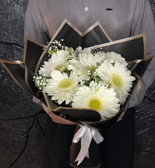 🌼 8'Li Beyaz Gerbera Buketi - Görsel 3