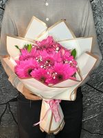 8'Li Fuşya Gerbera Buketi