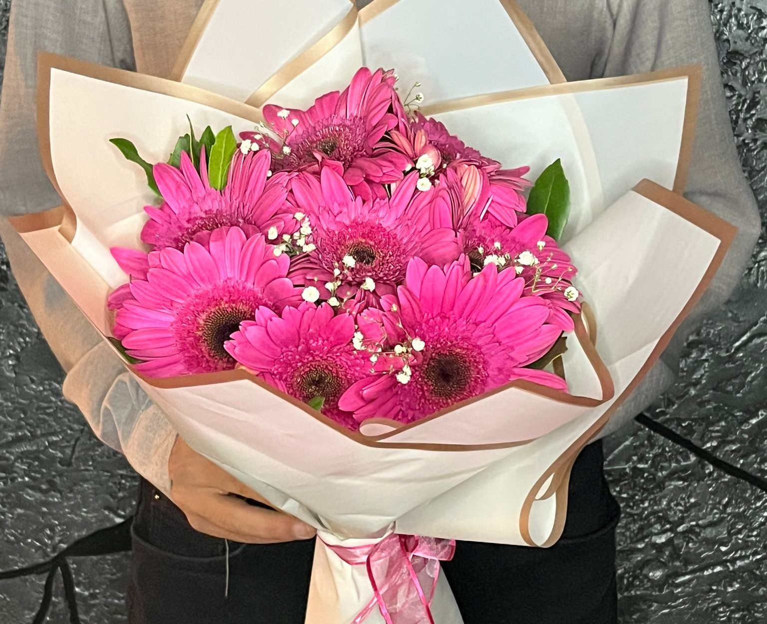 8'Li Fuşya Gerbera Buketi