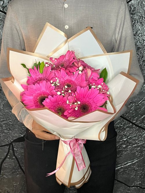 8'Li Fuşya Gerbera Buketi - Görsel 1