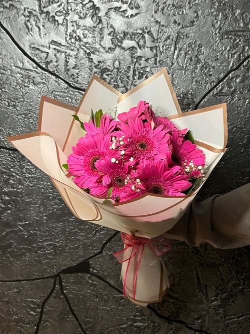 8'Li Fuşya Gerbera Buketi - Görsel 3