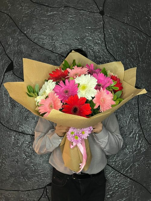Büyük Boy Rengarenk Gerbera Buketi – Neşenin En Canlı Hali 💐 - Görsel 1