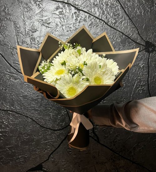 🌼 8'Li Beyaz Gerbera Buketi - Görsel 1