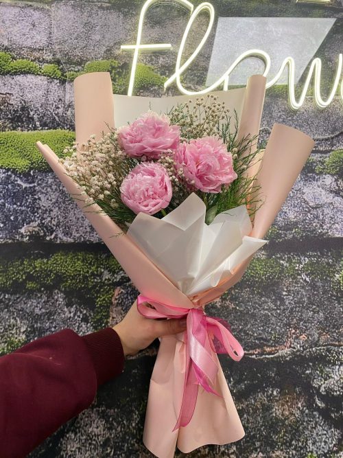3 Pembe Şakayık Buketi 💖 Zarif ve Şık Hediye - Görsel 1