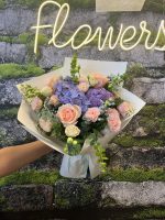 Mavi Ortanca&Pembe Gül Buketi